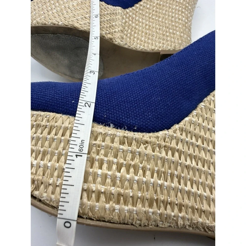 Steve Madden Pamelaa Blue Canvas Espadrille Wedge Heels Size 6.5M Platform